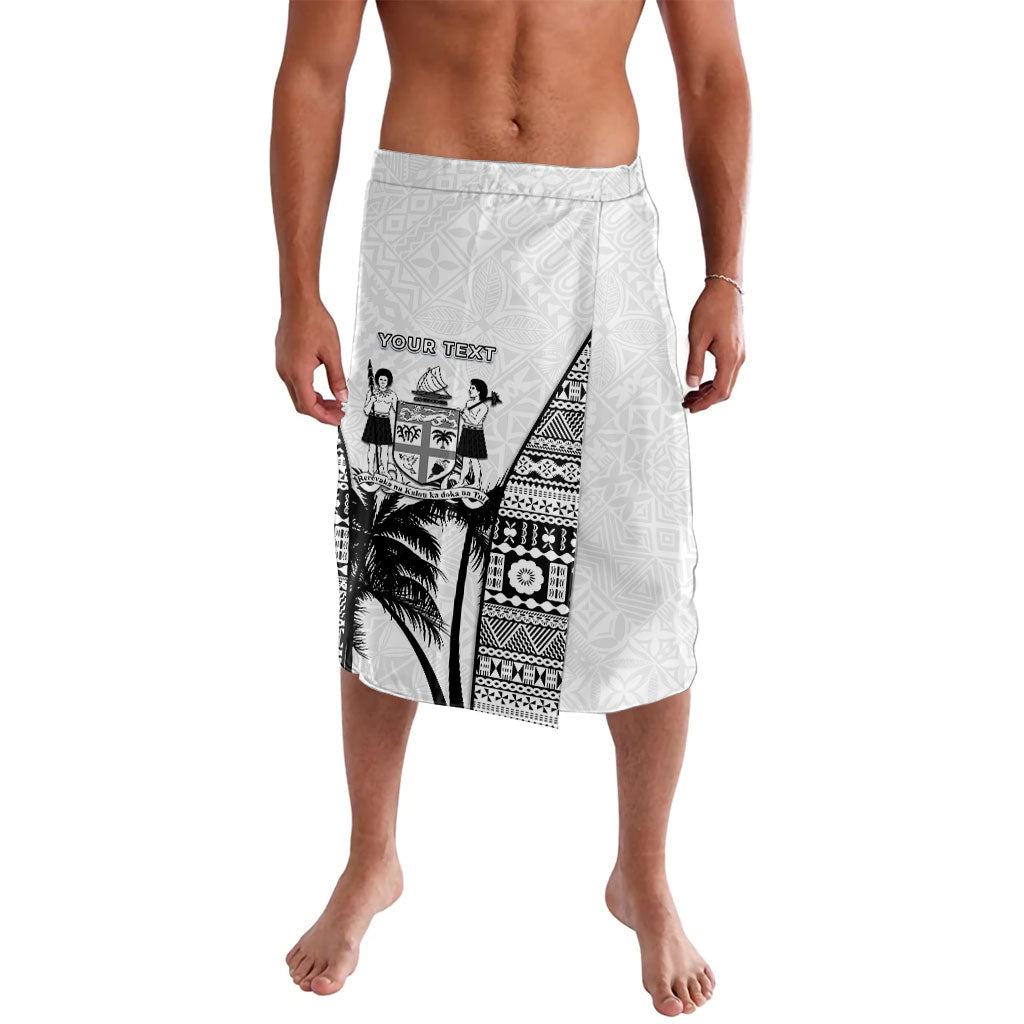 Personalised Fiji Day 2026 Lavalava Masi Tapa Pattern With Palm Tree White Version LT05 White - Polynesian Pride