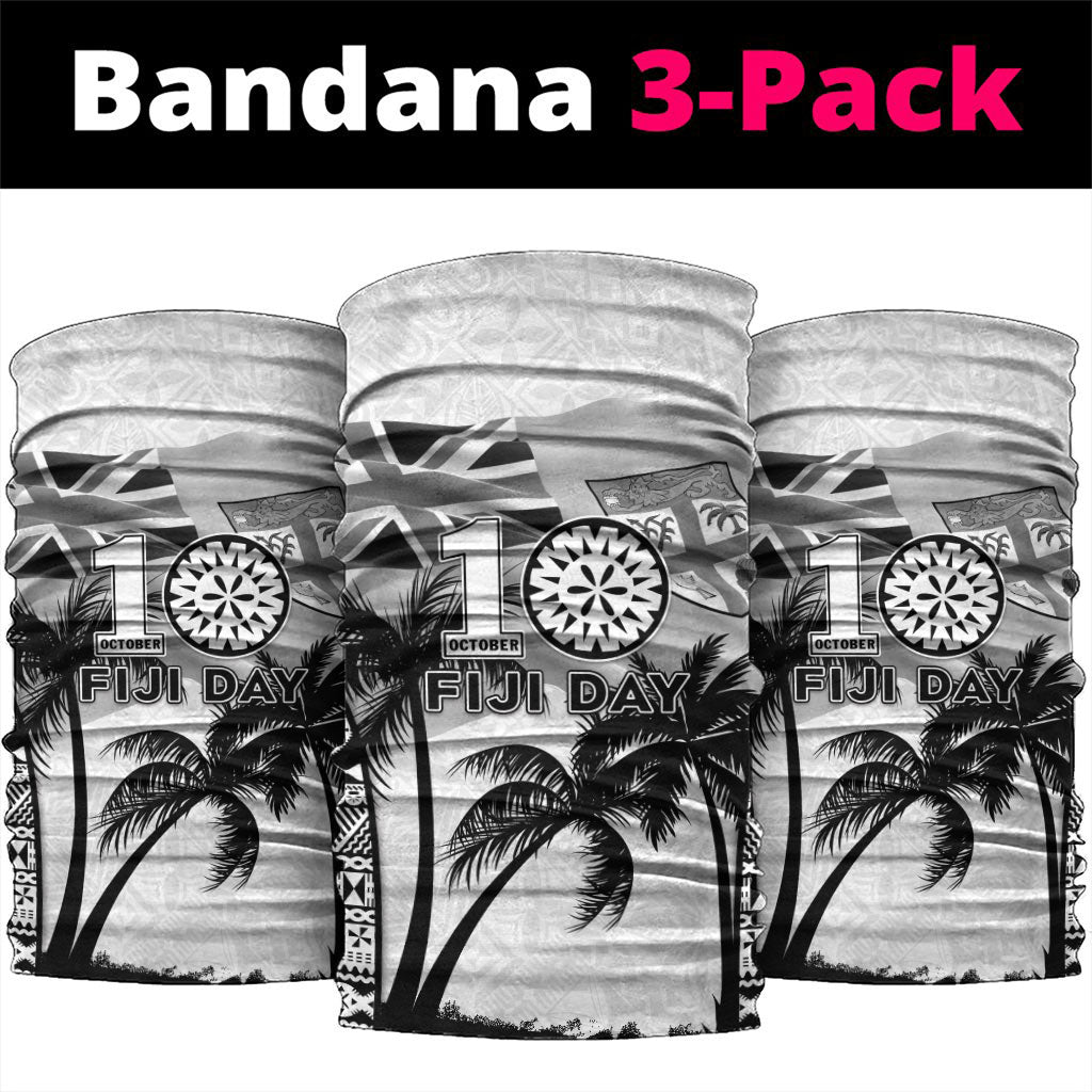 Fiji Day 2026 Neck Gaiter Masi Tapa Pattern With Palm Tree White Version
