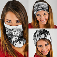 Fiji Day 2026 Neck Gaiter Masi Tapa Pattern With Palm Tree White Version LT05 - Polynesian Pride