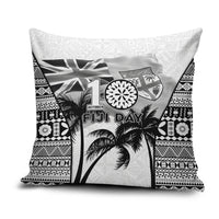 Fiji Day 2026 Pillow Cover Masi Tapa Pattern With Palm Tree White Version LT05 White - Polynesian Pride