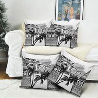 Fiji Day 2026 Pillow Cover Masi Tapa Pattern With Palm Tree White Version LT05 - Polynesian Pride