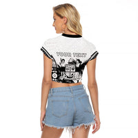 Personalised Fiji Day 2026 Raglan Cropped T Shirt Masi Tapa Pattern With Palm Tree White Version LT05 - Polynesian Pride