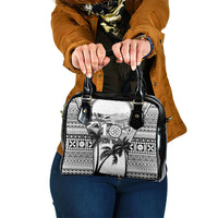 Fiji Day 2026 Shoulder Handbag Masi Tapa Pattern With Palm Tree White Version LT05 One Size White - Polynesian Pride