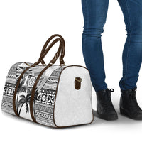Fiji Day 2026 Travel Bag Masi Tapa Pattern With Palm Tree White Version LT05 - Polynesian Pride