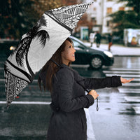 Fiji Day 2026 Umbrella Masi Tapa Pattern With Palm Tree White Version LT05 - Polynesian Pride