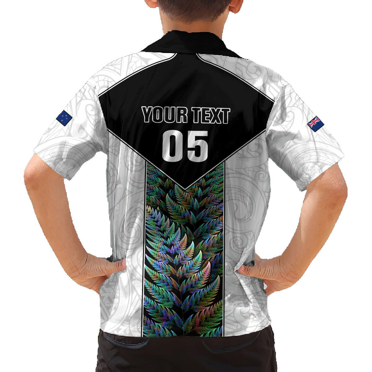 Custom New Zealand Fern Rugby Family Matching Off Shoulder Short Dress and Hawaiian Shirt World Cup 2023 Paua Shell Maori Pattern LT05 - Polynesian Pride