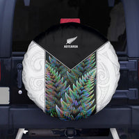 New Zealand Fern Rugby Spare Tire Cover World Cup 2023 Paua Shell Maori Pattern LT05 White - Polynesian Pride