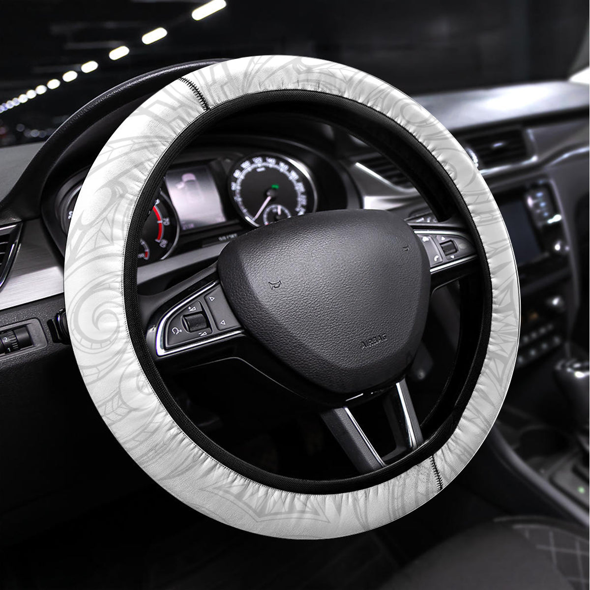 New Zealand Fern Rugby Steering Wheel Cover World Cup 2023 Paua Shell Maori Pattern