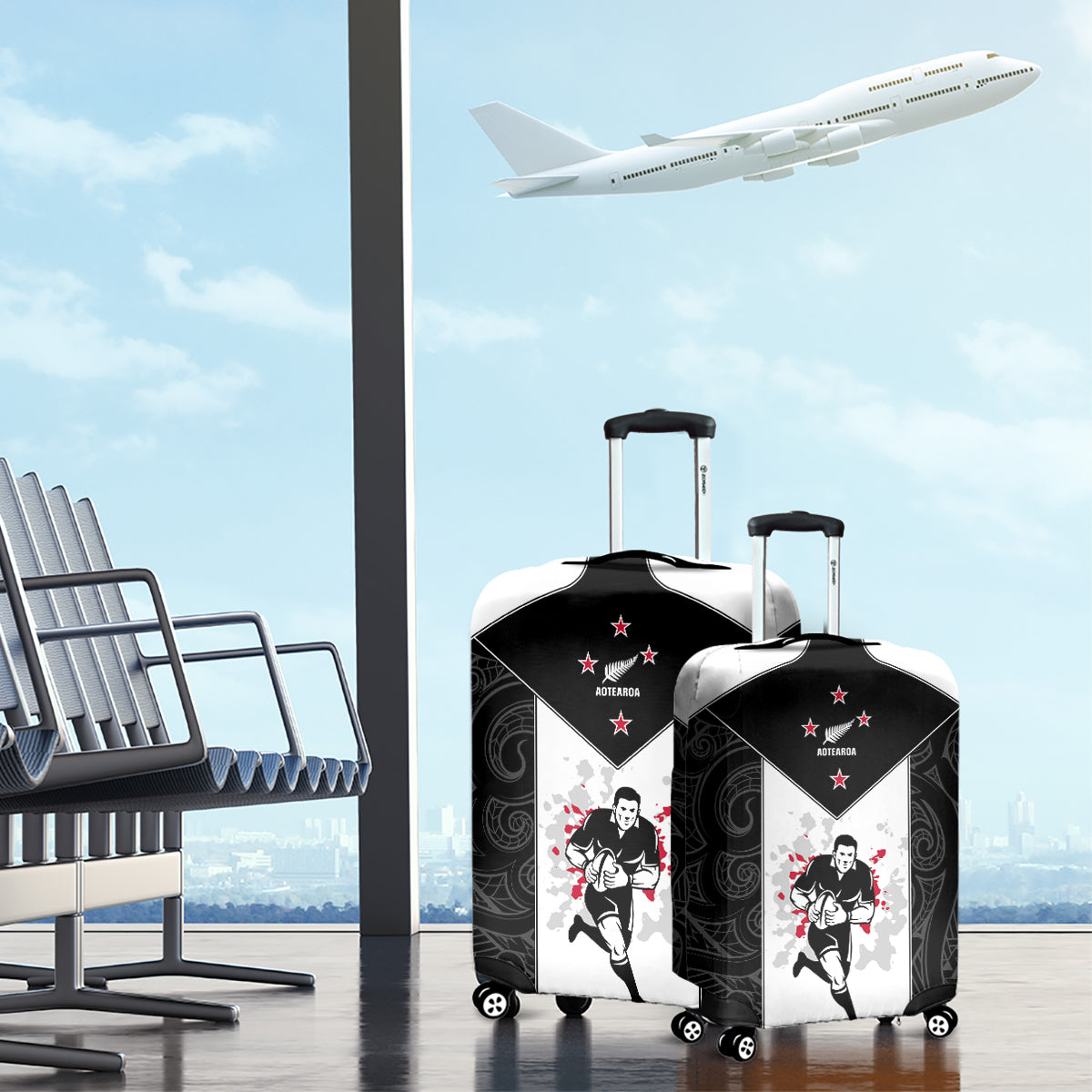 New Zealand Player Rugby Luggage Cover World Cup 2023 Maori Pattern LT05 - Polynesian Pride