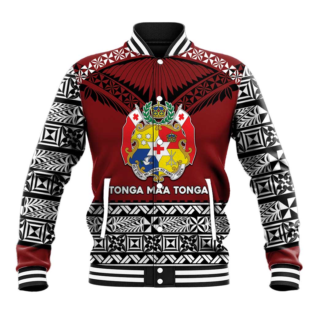 Personalised Tonga Constitution Day Baseball Jacket Tongan Kupesi Ngatu Pattern