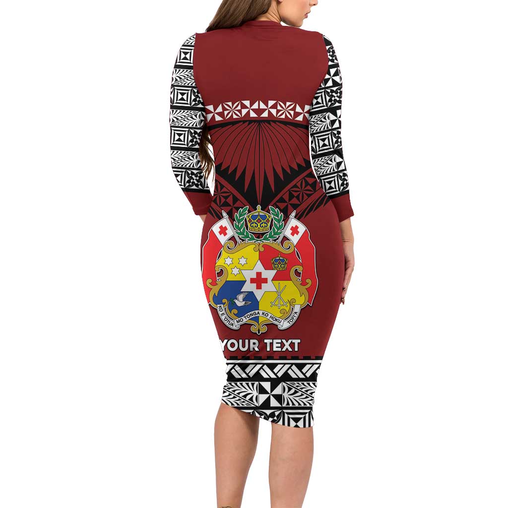 Personalised Tonga Constitution Day Family Matching Long Sleeve Bodycon Dress and Hawaiian Shirt Tongan Kupesi Ngatu Pattern LT05 - Polynesian Pride