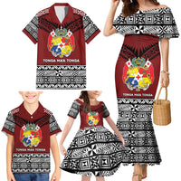 Personalised Tonga Constitution Day Family Matching Mermaid Dress and Hawaiian Shirt Tongan Kupesi Ngatu Pattern LT05 - Polynesian Pride