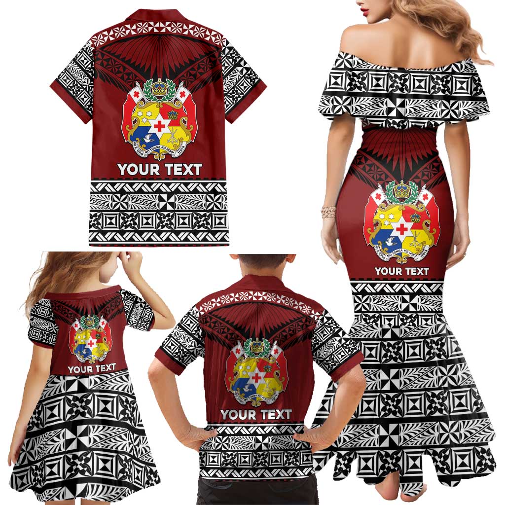 Personalised Tonga Constitution Day Family Matching Mermaid Dress and Hawaiian Shirt Tongan Kupesi Ngatu Pattern LT05 - Polynesian Pride