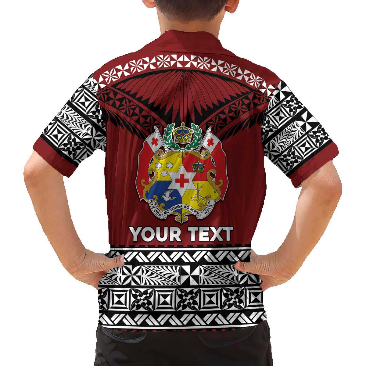 Personalised Tonga Constitution Day Family Matching Off The Shoulder Long Sleeve Dress and Hawaiian Shirt Tongan Kupesi Ngatu Pattern LT05 - Polynesian Pride