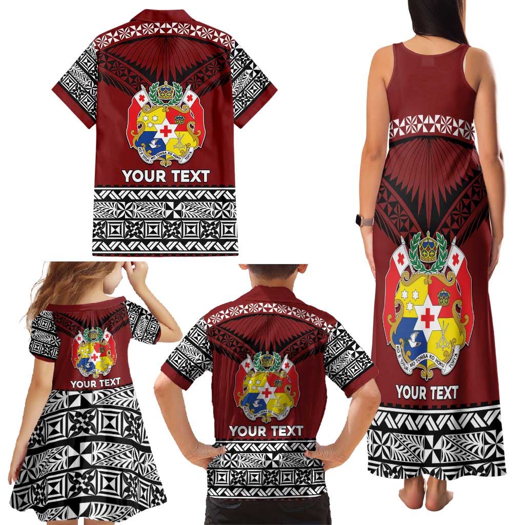 Personalised Tonga Constitution Day Family Matching Tank Maxi Dress and Hawaiian Shirt Tongan Kupesi Ngatu Pattern