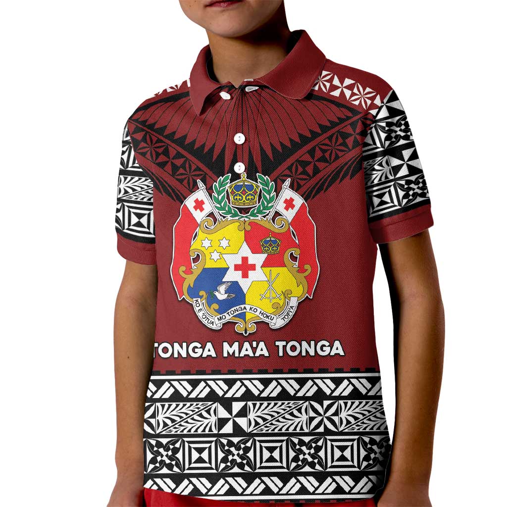 Personalised Tonga Constitution Day Kid Polo Shirt Tongan Kupesi Ngatu Pattern