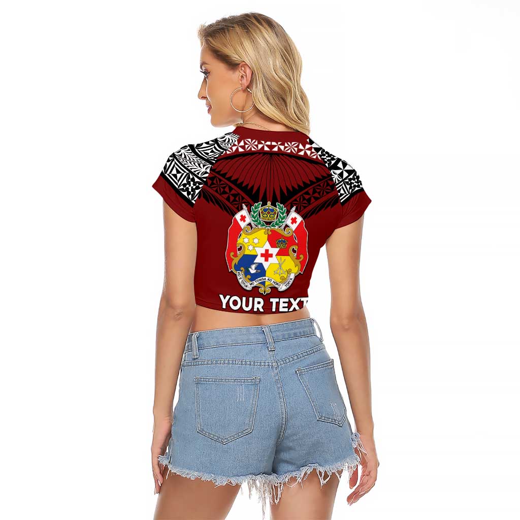 Personalised Tonga Constitution Day Raglan Cropped T Shirt Tongan Kupesi Ngatu Pattern