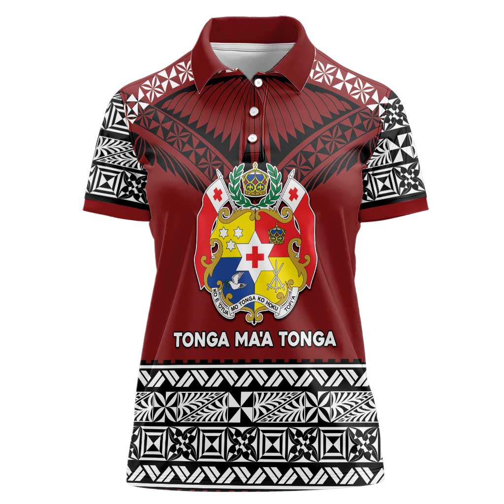 Personalised Tonga Constitution Day Women Polo Shirt Tongan Kupesi Ngatu Pattern