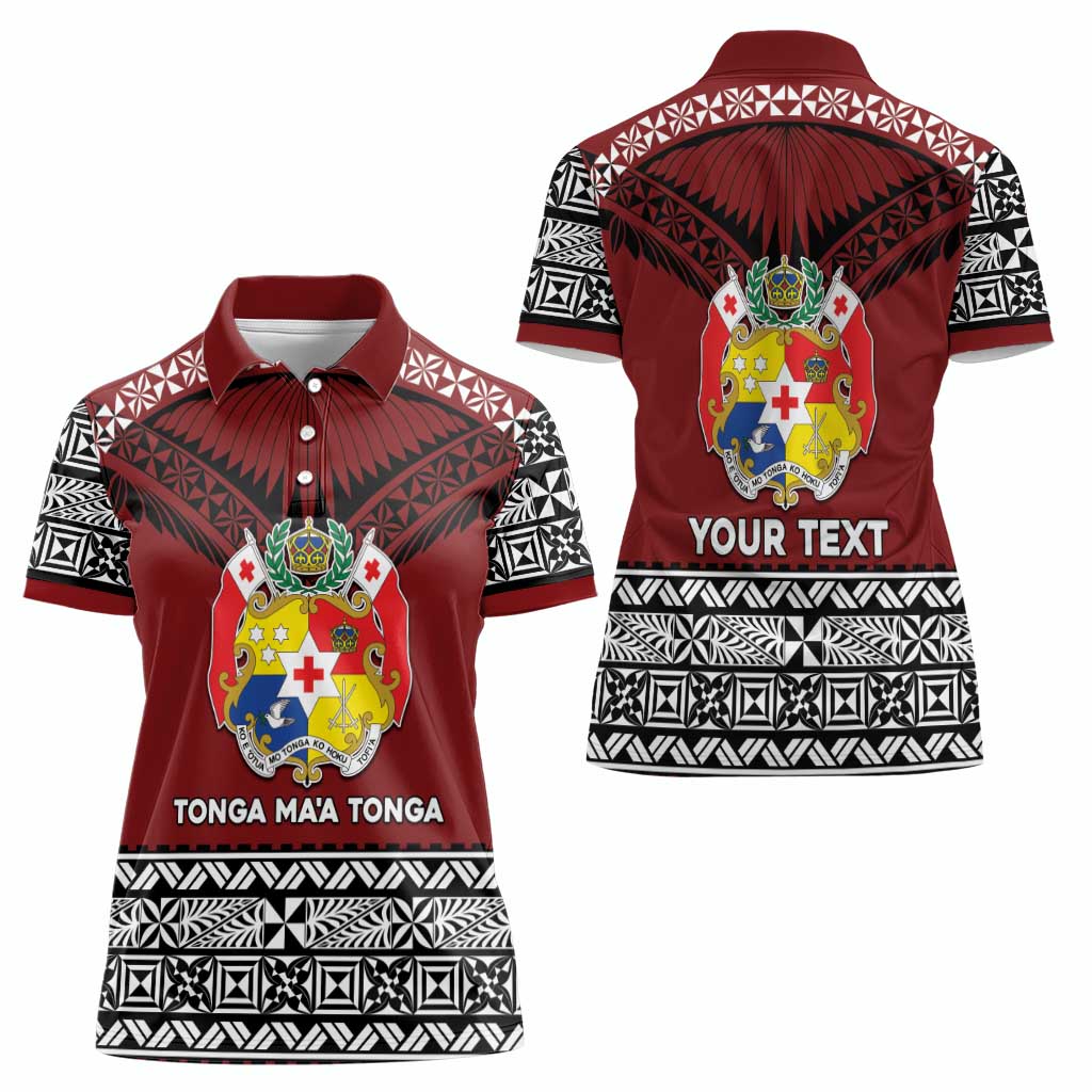 Personalised Tonga Constitution Day Women Polo Shirt Tongan Kupesi Ngatu Pattern