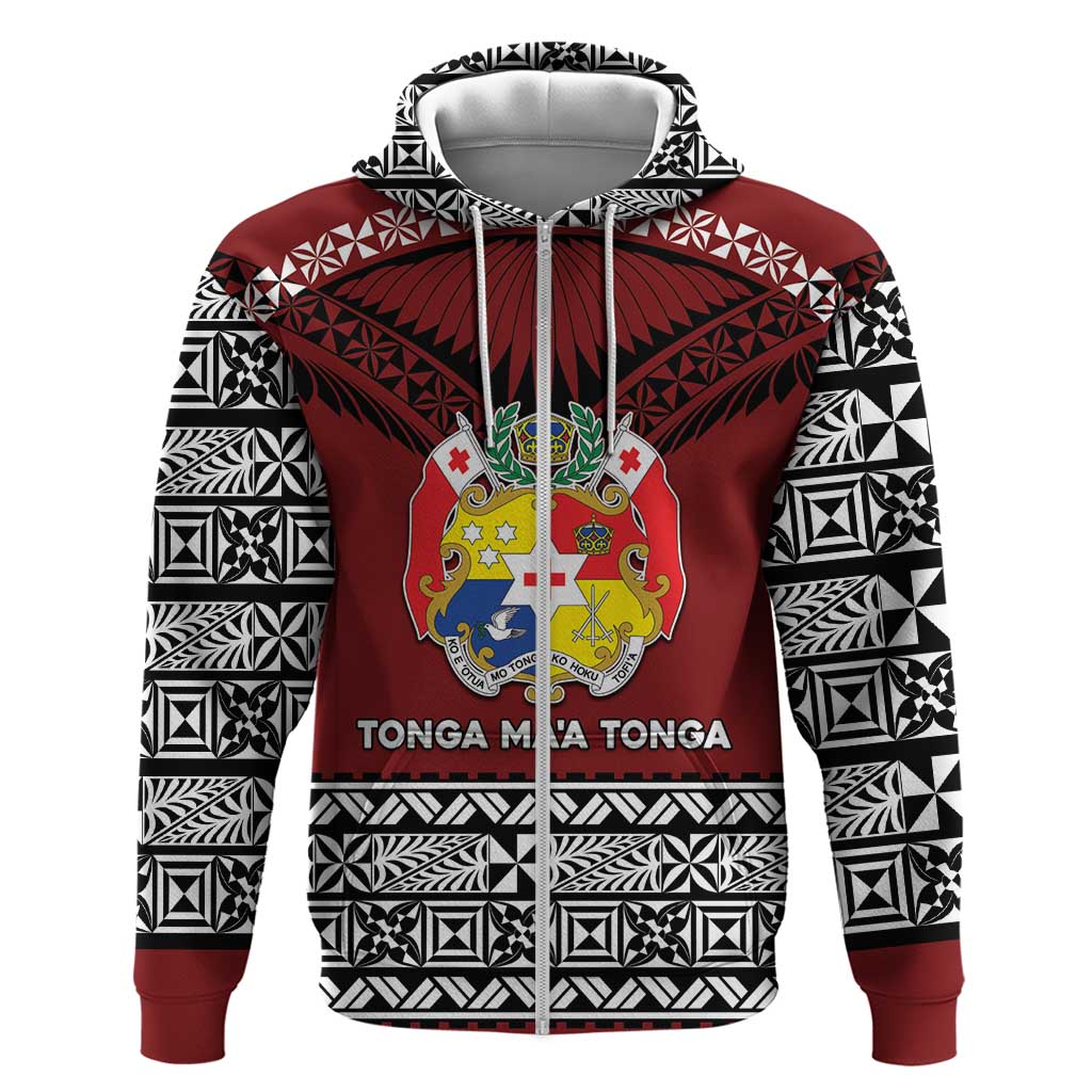 Personalised Tonga Constitution Day Zip Hoodie Tongan Kupesi Ngatu Pattern