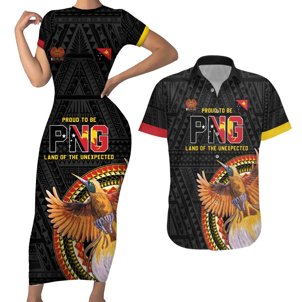 Papua New Guinea Tok Pisin Wik Couples Matching Short Sleeve Bodycon Dress and Hawaiian Shirt Land Of The Unexpected