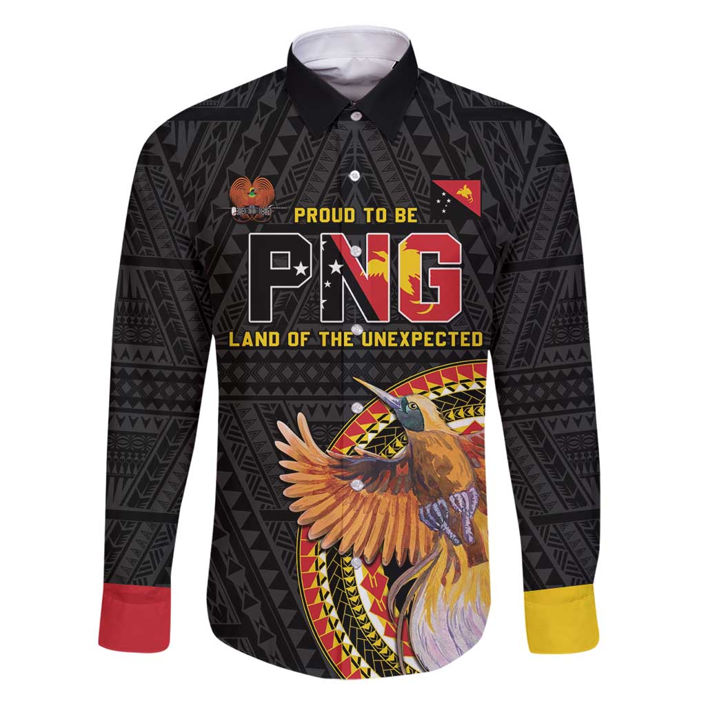 Papua New Guinea Tok Pisin Wik Family Matching Puletasi and Hawaiian Shirt Land Of The Unexpected LT05 Dad's Shirt - Long Sleeve Black - Polynesian Pride