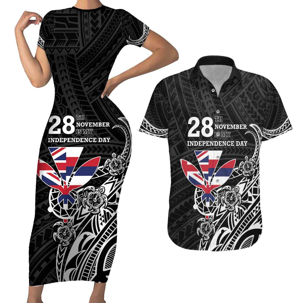 Hawaii November 28th Is My Independence Day Couples Matching Short Sleeve Bodycon Dress and Hawaiian Shirt