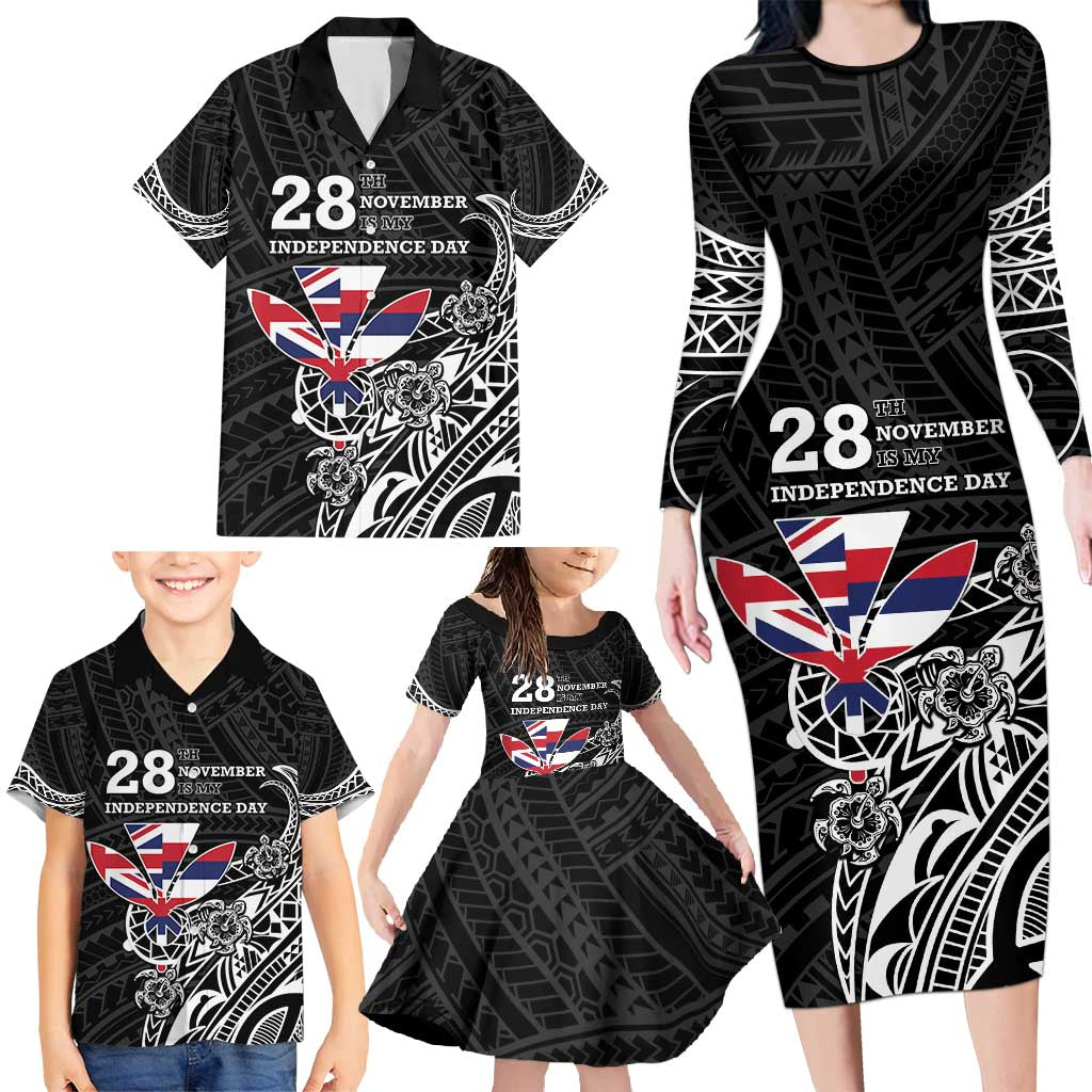 Hawaii November 28th Is My Independence Day Family Matching Long Sleeve Bodycon Dress and Hawaiian Shirt LT05 - Polynesian Pride
