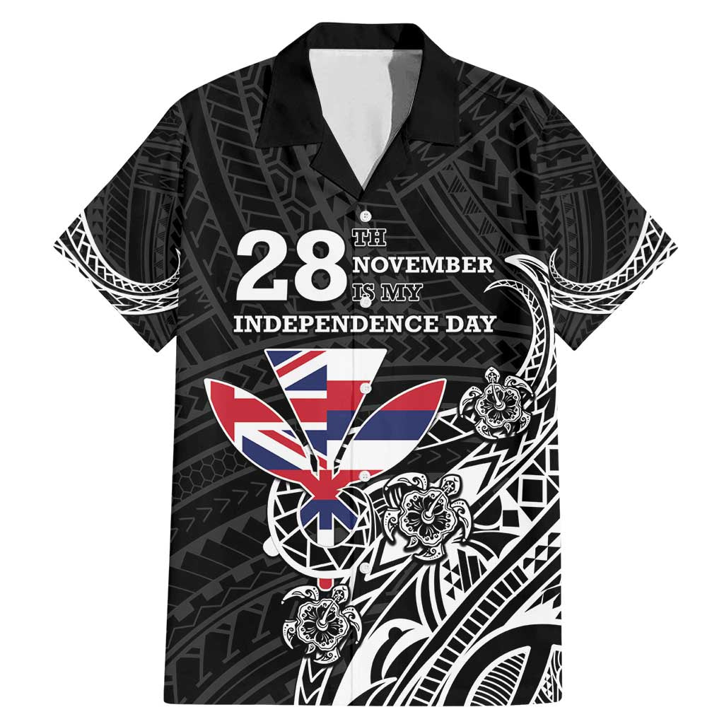 Hawaii November 28th Is My Independence Day Family Matching Mermaid Dress and Hawaiian Shirt LT05 Dad's Shirt - Short Sleeve Black - Polynesian Pride