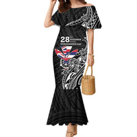 Hawaii November 28th Is My Independence Day Family Matching Mermaid Dress and Hawaiian Shirt LT05 Mom's Dress Black - Polynesian Pride