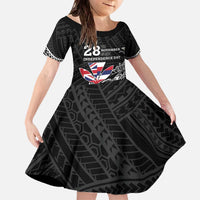 Hawaii November 28th Is My Independence Day Family Matching Off The Shoulder Long Sleeve Dress and Hawaiian Shirt LT05 Daughter's Dress Black - Polynesian Pride