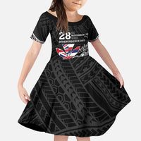 Hawaii November 28th Is My Independence Day Family Matching Puletasi and Hawaiian Shirt LT05 Daughter's Dress Black - Polynesian Pride