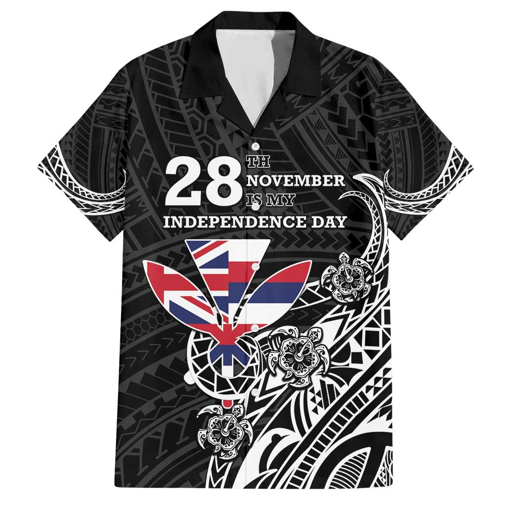 Hawaii November 28th Is My Independence Day Family Matching Puletasi and Hawaiian Shirt LT05 Dad's Shirt - Short Sleeve Black - Polynesian Pride