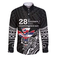 Hawaii November 28th Is My Independence Day Family Matching Puletasi and Hawaiian Shirt LT05 Dad's Shirt - Long Sleeve Black - Polynesian Pride