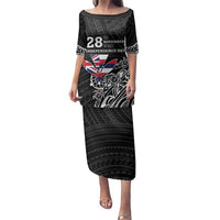 Hawaii November 28th Is My Independence Day Family Matching Puletasi and Hawaiian Shirt LT05 Mom's Dress Black - Polynesian Pride