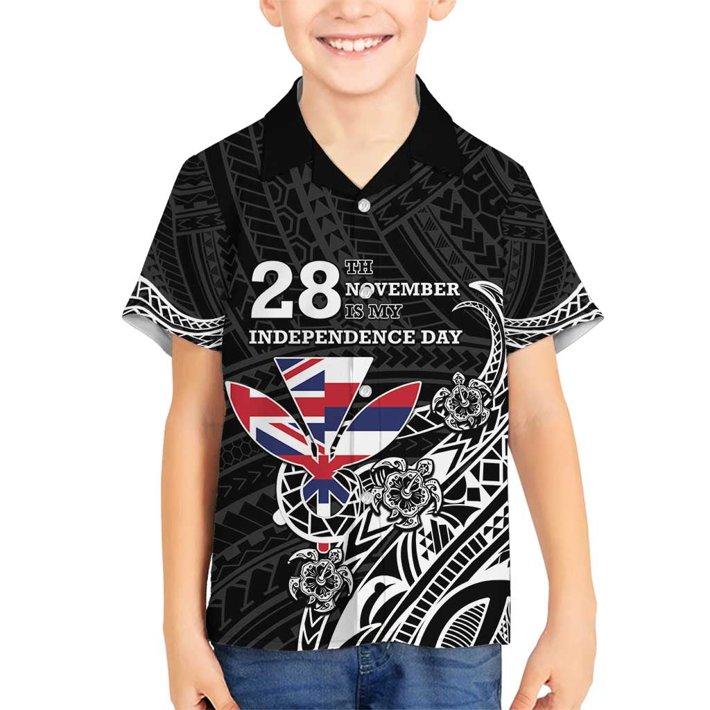 Hawaii November 28th Is My Independence Day Family Matching Puletasi and Hawaiian Shirt LT05 Son's Shirt Black - Polynesian Pride