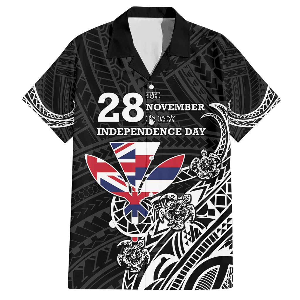 Hawaii November 28th Is My Independence Day Family Matching Short Sleeve Bodycon Dress and Hawaiian Shirt LT05 Dad's Shirt - Short Sleeve Black - Polynesian Pride