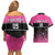 Custom New Zealand Women Cricket Couples Matching Off Shoulder Short Dress and Hawaiian Shirt Pink Simple Style