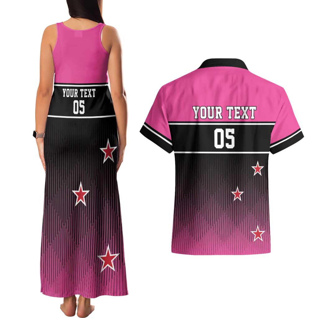 Custom New Zealand Women Cricket Couples Matching Tank Maxi Dress and Hawaiian Shirt Pink Simple Style
