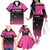 Custom New Zealand Women Cricket Family Matching Off The Shoulder Long Sleeve Dress and Hawaiian Shirt Pink Simple Style