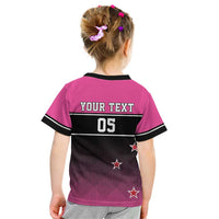 Custom New Zealand Women Cricket Kid T Shirt Pink Simple Style