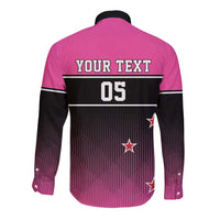 Custom New Zealand Women Cricket Long Sleeve Button Shirt Pink Simple Style