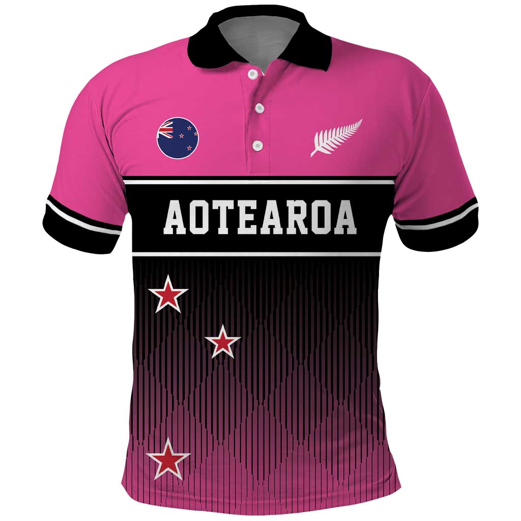 Custom New Zealand Women Cricket Polo Shirt Pink Simple Style