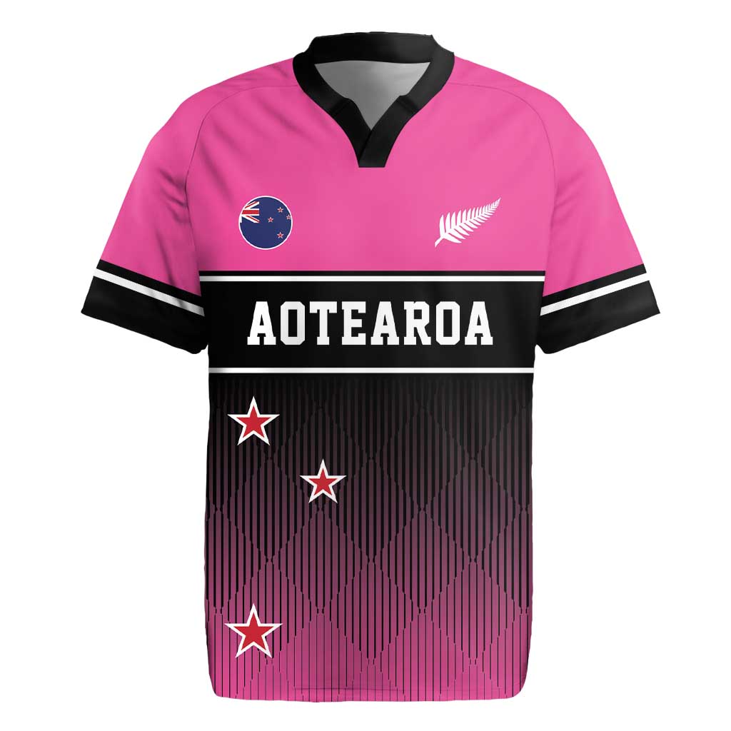 Custom New Zealand Women Cricket Rugby Jersey Pink Simple Style