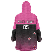 Custom New Zealand Women Cricket Wearable Blanket Hoodie Pink Simple Style