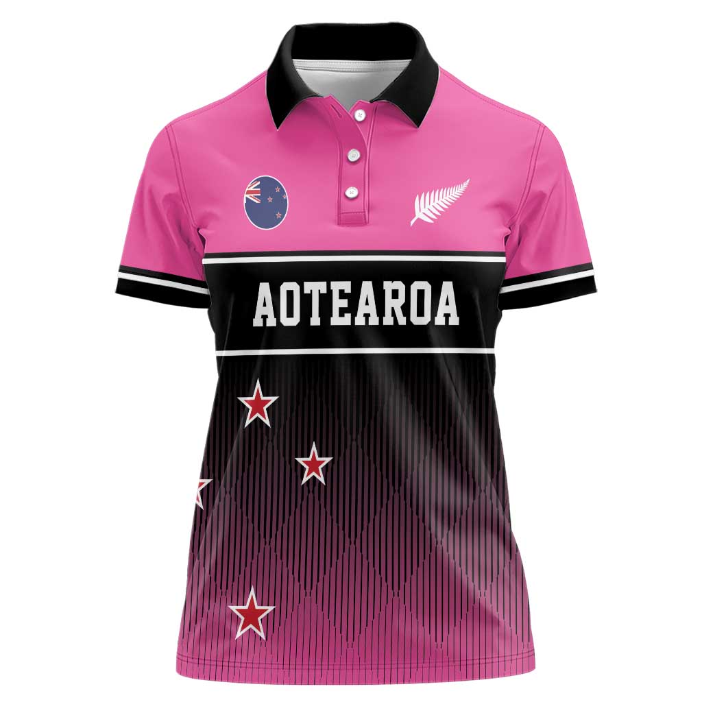 Custom New Zealand Women Cricket Women Polo Shirt Pink Simple Style