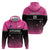 Custom New Zealand Women Cricket Zip Hoodie Pink Simple Style