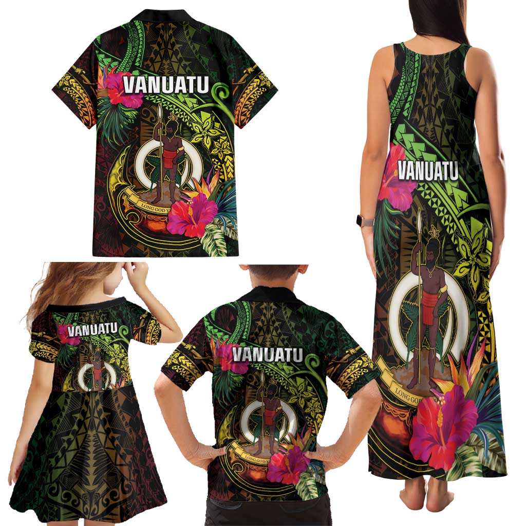 Vanuatu Family Matching Tank Maxi Dress and Hawaiian Shirt Be Strong Pray For Port Vila