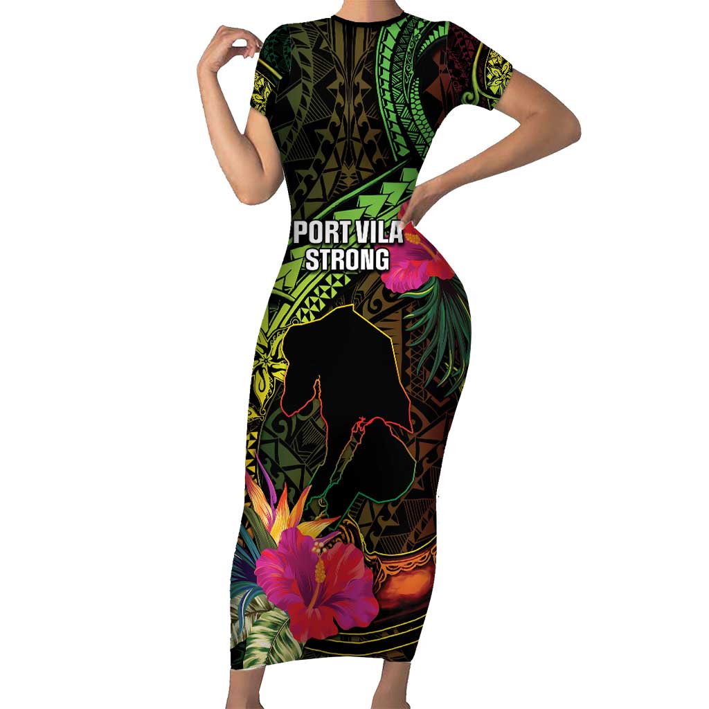 Vanuatu Short Sleeve Bodycon Dress Be Strong Pray For Port Vila