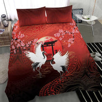 Hawaii and Japan Together Bedding Set Polynesian Art Tattoo With Cranes And Sakura LT05 - Polynesian Pride